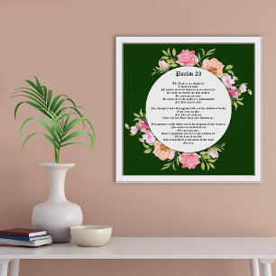 Psalm 23 Bible Scripture on Green Gicleé Poster
