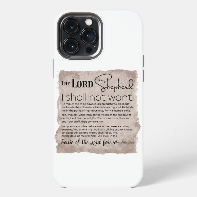 Psalm 23 Bible Scripture Vintage Paper iPhone Case (Back)