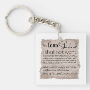 Psalm 23 Bible Scripture Vintage Paper Key Ring