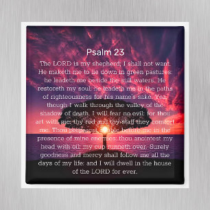 Psalm 23 Bible Verse Sunset Tree Magnet