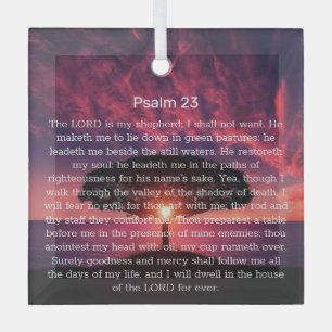 Psalm 23 Bible Verse Tree Christian Glass Tree Decoration