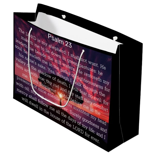 Psalm 23 Bible Verse Tree Christian Large Gift Bag (Front Angled)