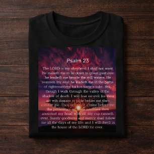 Psalm 23 Bible Verse with Pink Sunset Tree T-Shirt