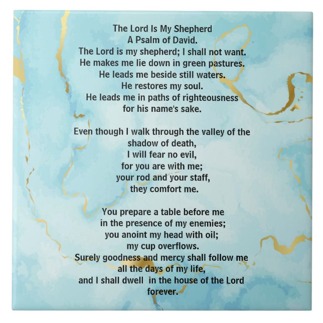 Psalm 23 biblical quotes ceramic tile (Front)