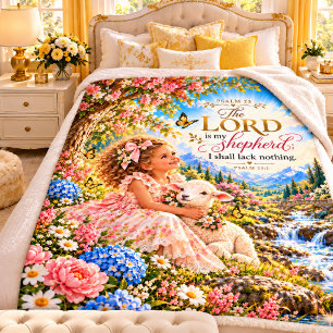 Psalm 23 Butterfly Garden Christian Scripture Sherpa Blanket