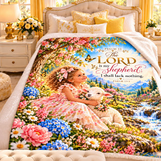 Psalm 23 Butterfly Garden Christian Scripture Sherpa Blanket