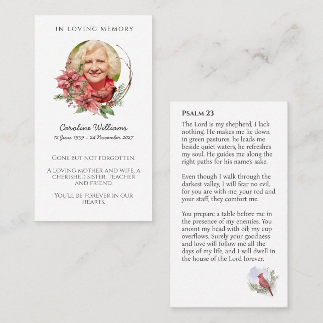 Psalm 23 Cardinal Funeral Prayer Card (Front/Back)