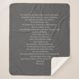 Psalm 23 Charcoal Sherpa Blanket CUSTOMISABLE