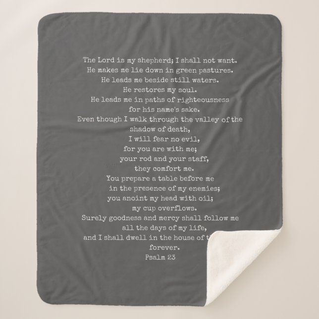 Psalm 23 Charcoal Sherpa Blanket CUSTOMISABLE (Front)