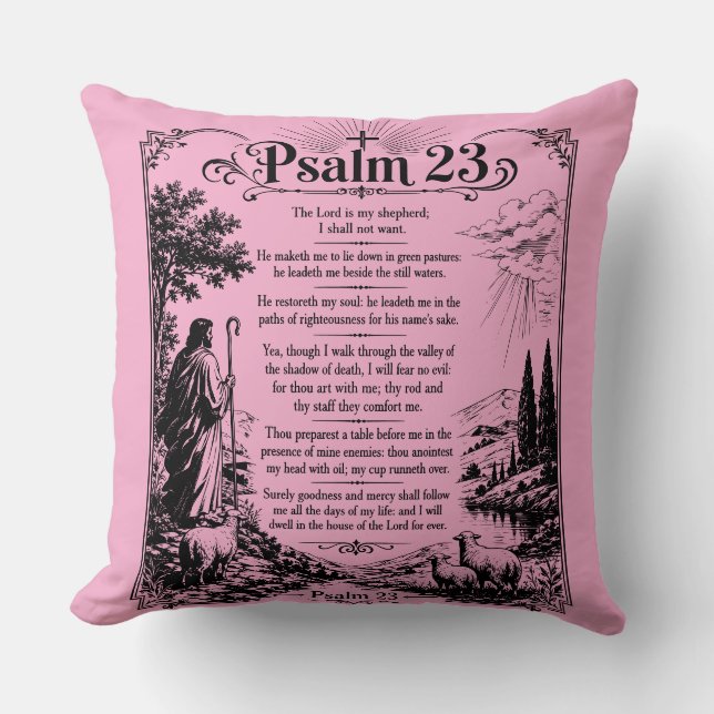 Psalm 23 Christian Scripture Cushion (Front)