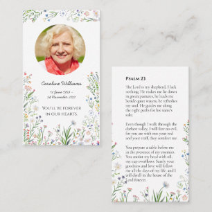 Psalm 23 Floral Funeral Prayer Card