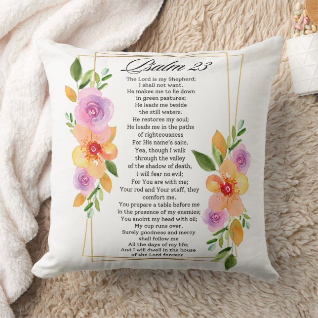 Psalm 23 Floral Geometric Frame Cushion (Blanket)