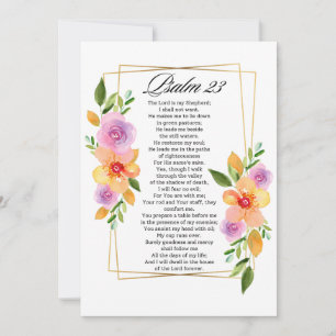 Psalm 23 Floral Geometric Frame Holiday Card