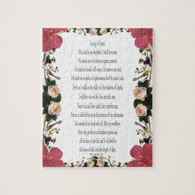 Psalm 23,  Flower Frame 110 pieces - Challenging  Jigsaw Puzzle (Vertical)