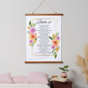 Psalm 23 Geometric Floral Frame Scripture Hanging Tapestry