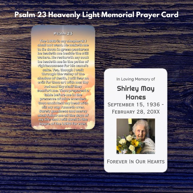 Psalm 23 Heavenly Light Memorial Prayer Card (Psalm 23 Heavenly Light Memorial Prayer Card)