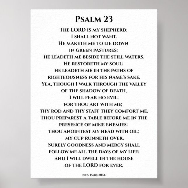 Psalm 23 KJV    Bold Cinzel Font Poster (Front)