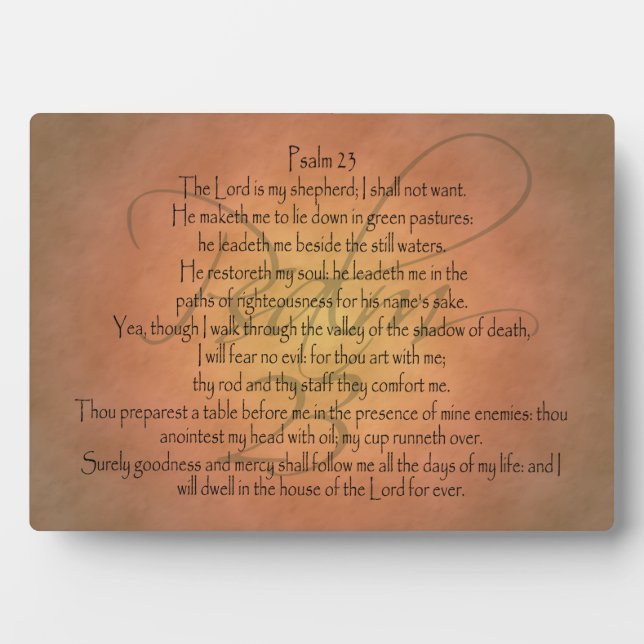 Psalm 23 KJV Christian Bible Verse Plaque (Front)