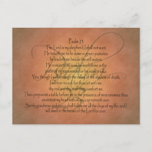 Psalm 23 KJV Christian Bible Verse Postcard