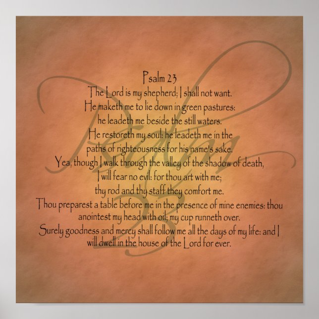 Psalm 23 KJV Christian Bible Verse Poster (Front)
