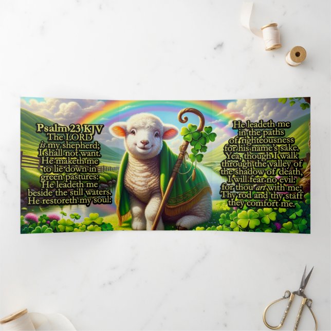 Psalm 23 KJV Tract - Sweet Lamb Tri-Fold Card (Inside)