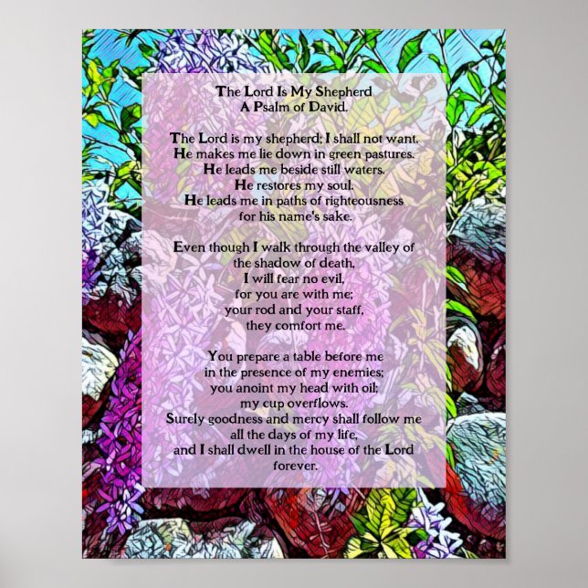 Psalm 23 Neutral Elegant Religious Artwork Poster (Front)