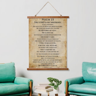 Psalm 23  { NHEB version.} Hanging Tapestry