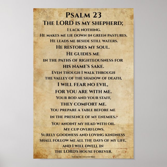 Psalm 23  { NHEB version.} Poster (Front)