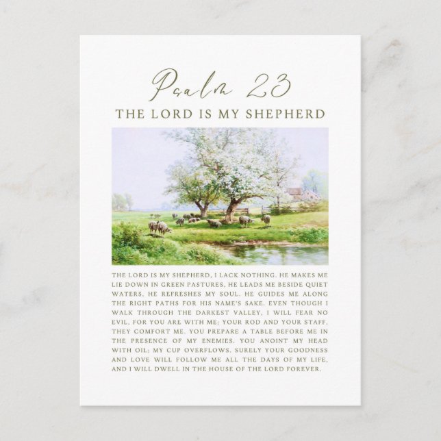 Psalm 23 NIV The Lord is My Shepherd  Postcard (Front)