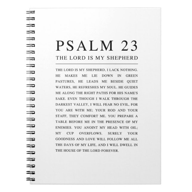 Psalm 23 NKJV Bible The Lord is My Shepherd Notebook (Front)