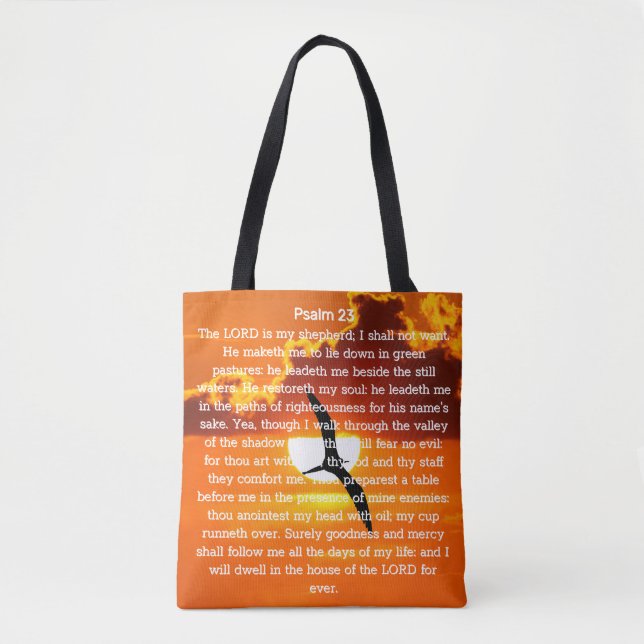 Psalm 23 Orange Sunset Seagull Tote Bag (Front)