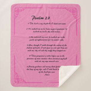 Psalm 23 pink border Sherpa Blanket