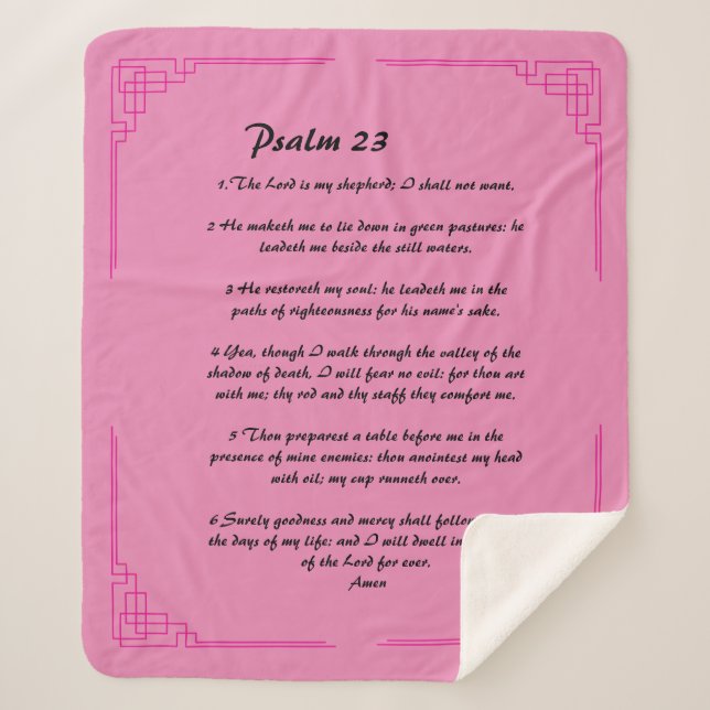 Psalm 23 pink border Sherpa Blanket (Front)