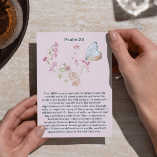 Psalm 23 Pink Floral butterfly Celebration Life  Invitation