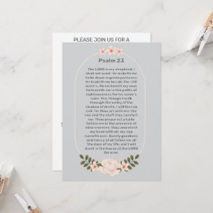 Psalm 23 Pink floral Celebration of Life Funeral  Invitation