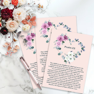 Psalm 23 Pink Floral Heart Celebration of Life Invitation