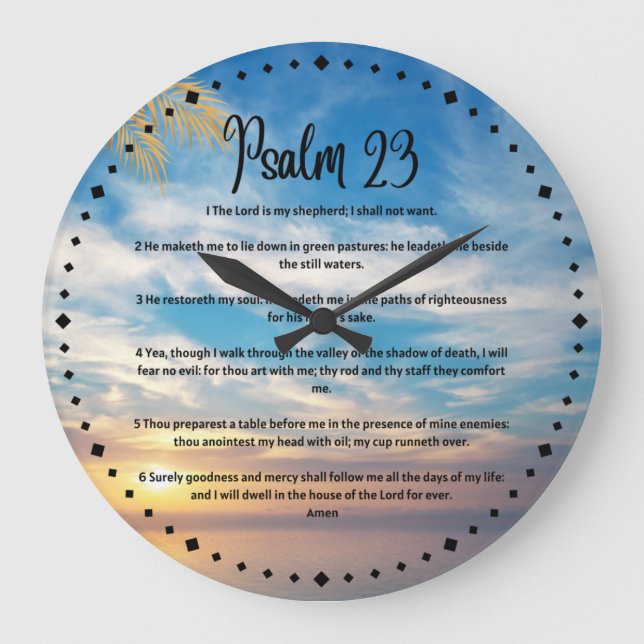 Psalm 23 Prayer large clock (Front)