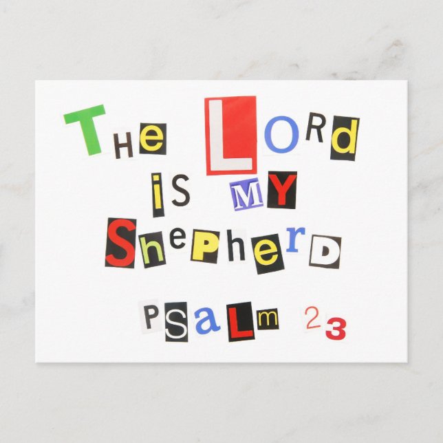 Psalm 23 Ransom Note Postcard (Front)