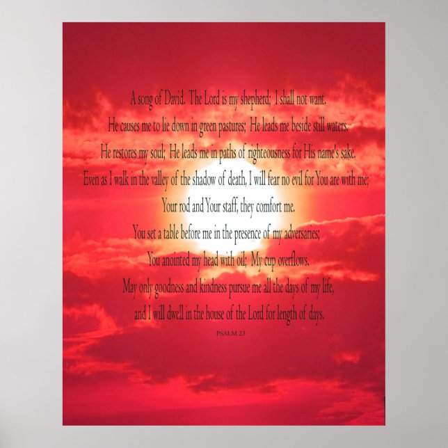 Psalm 23, Red Sky, Value Poster Paper (Matte) (Front)
