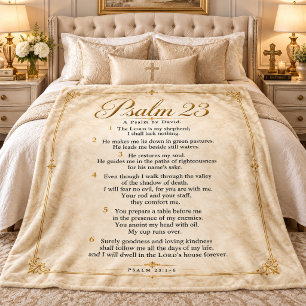Psalm 23 Scripture Elegant Gold Parchment Sherpa Blanket