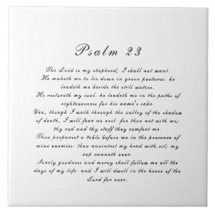 Psalm 23 Scripture Simple Elegant Black & White Ceramic Tile