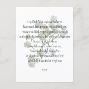Psalm 23, Song of David, Floral Postcard