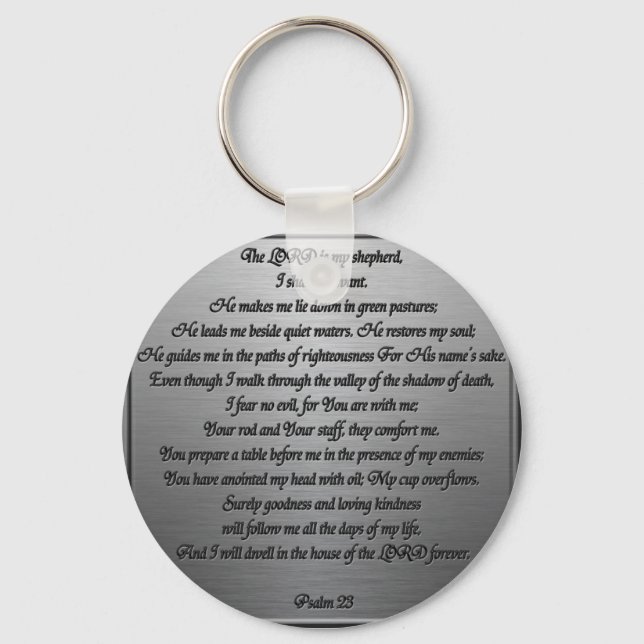 Psalm 23 - Steel Key Ring (Front)