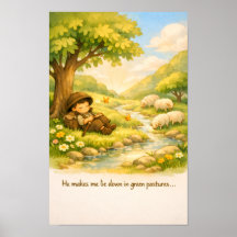 Psalm 23 Storybook Poster | Nursery wall Art