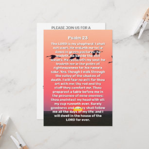 Psalm 23 Sunset Birds Celebration of Life Funeral Invitation