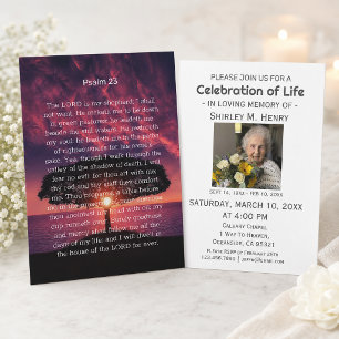 Psalm 23 Sunset Celebration of Life Funeral Invitation