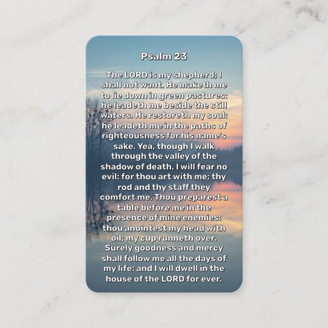 Psalm 23 Sunset Lake Memorial Prayer Card (Front)