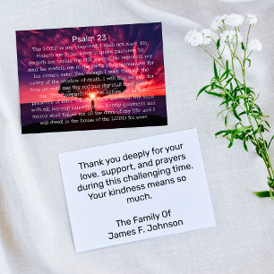 Psalm 23 Sunset Tree Sympathy Funeral Thank You Card