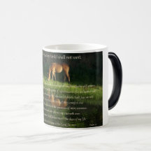 Psalm 23 text with horse beside still waters trave