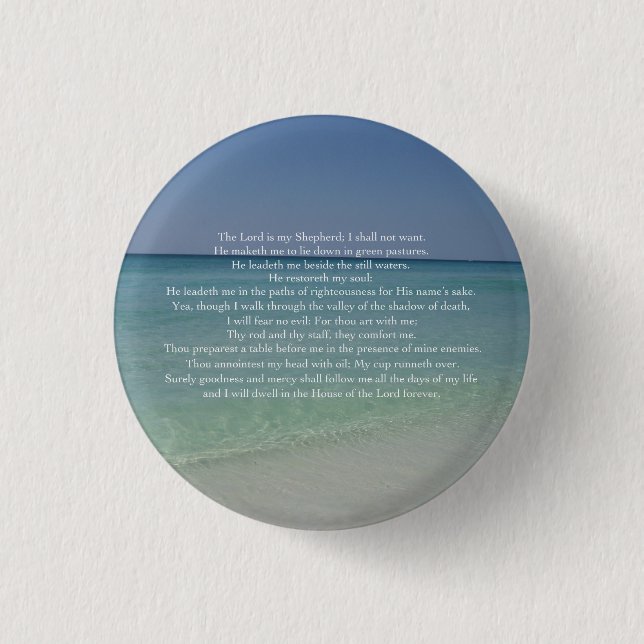 Psalm 23 The Lord is My Shepherd Beautiful Beach 3 Cm Round Badge (Front)